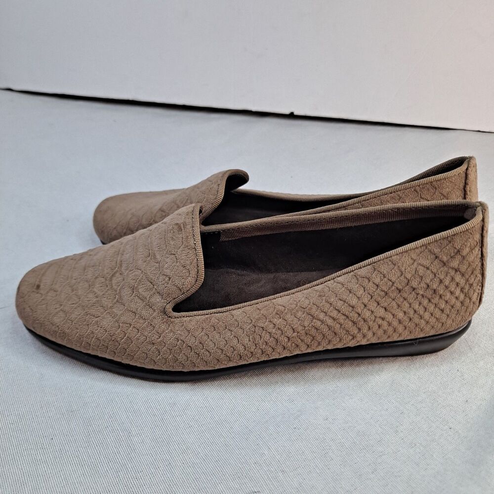 Aerosoles StitchNTurn Betunia Flats Women's 7M Fabric Upper Tan Snake Print
